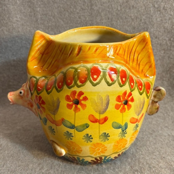 Hand Painted Colorful Floral Fish Shaped Ceramic Art Pitcher Vase Made in Italy - Picture 1 of 9